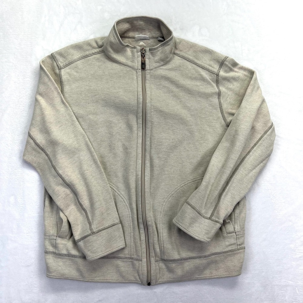 Tommy Bahama Jeans Mens Large Reversible Full Zip Mock Neck Sweatshirt Cotton